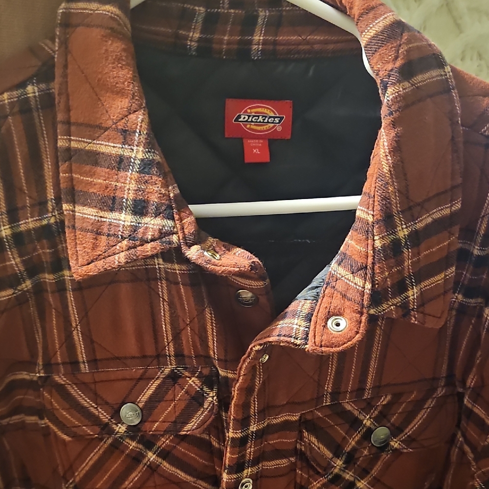 Dickies Men's Rust Plaid Shirt Jacket